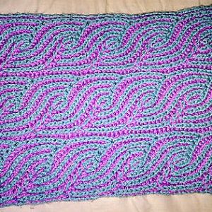 my 2nd brioche scarf, flat view