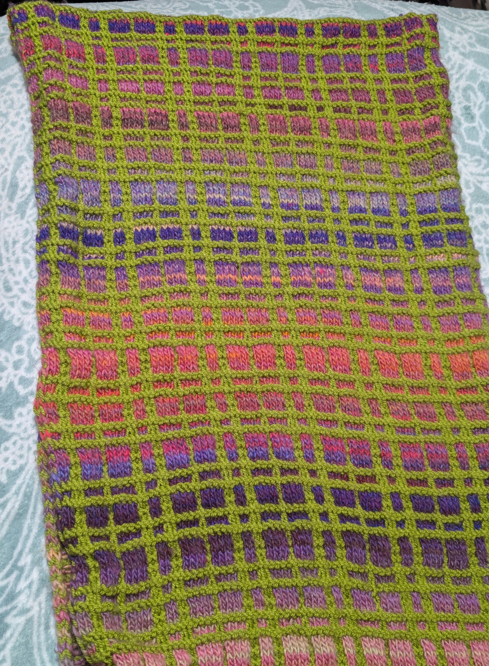Mosaic plaid scarf/shawl