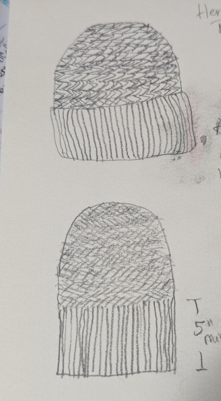 Herring bone beanie sketch