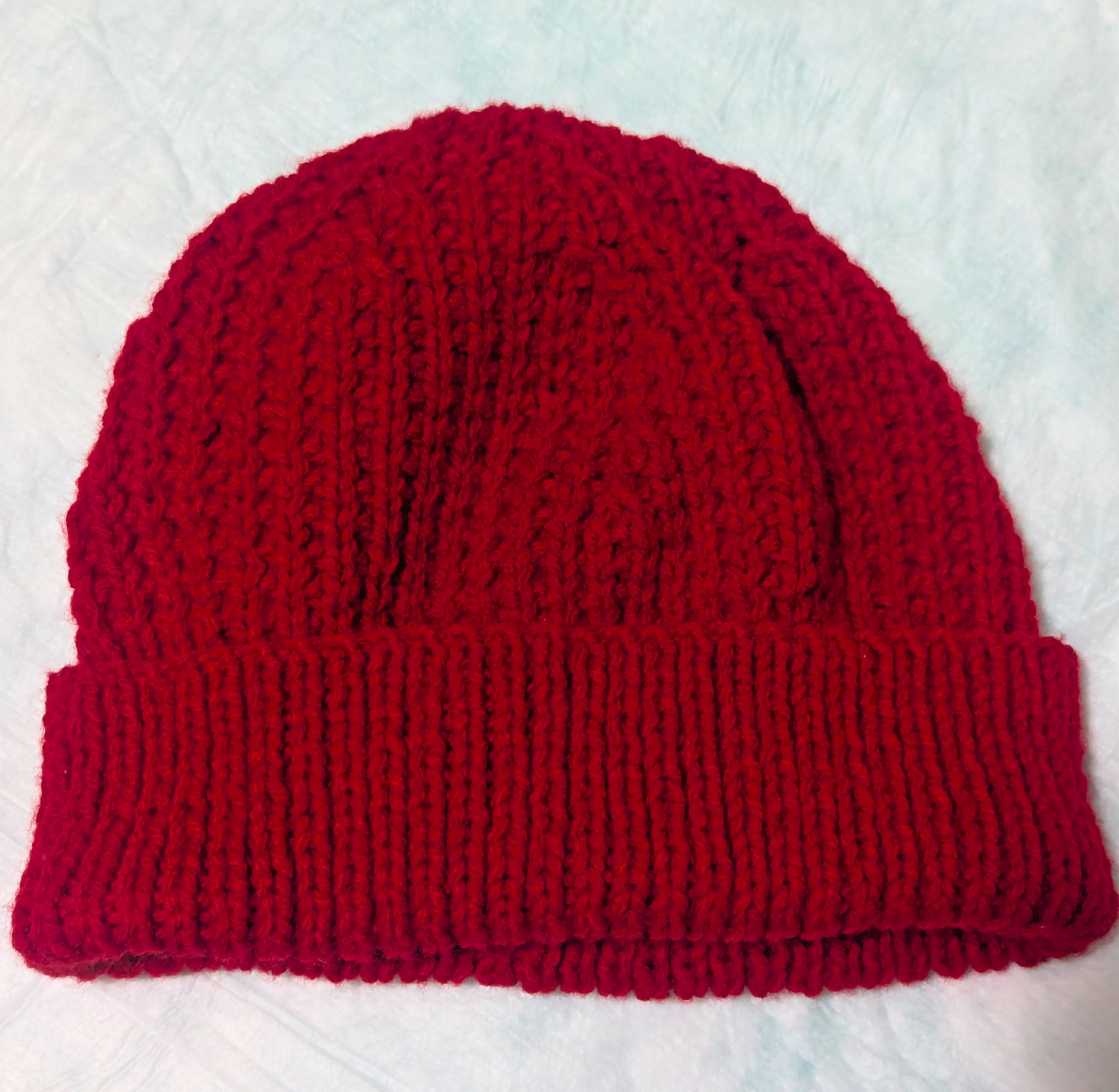 Red Christmas beanie, folded brim