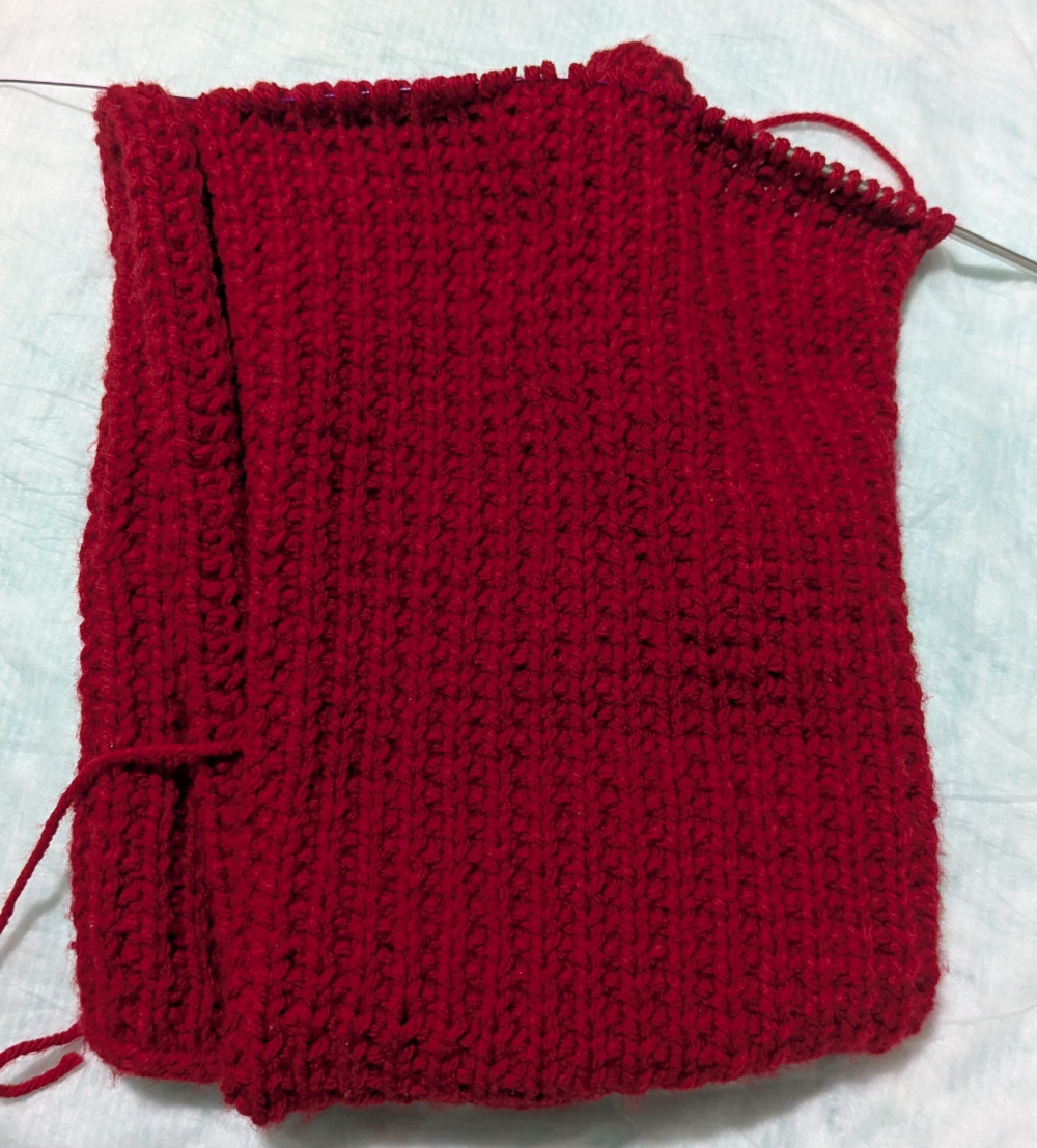 mosaic plaid knit scarf in progress