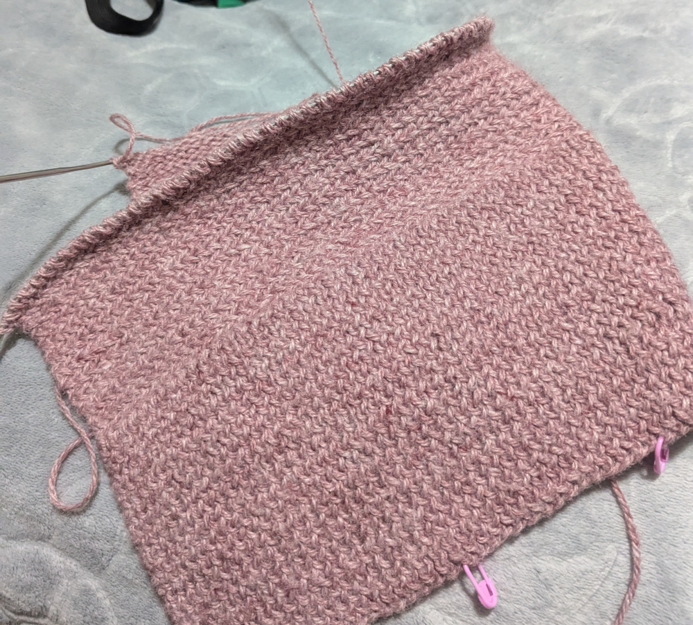 herringbone hat, in progress