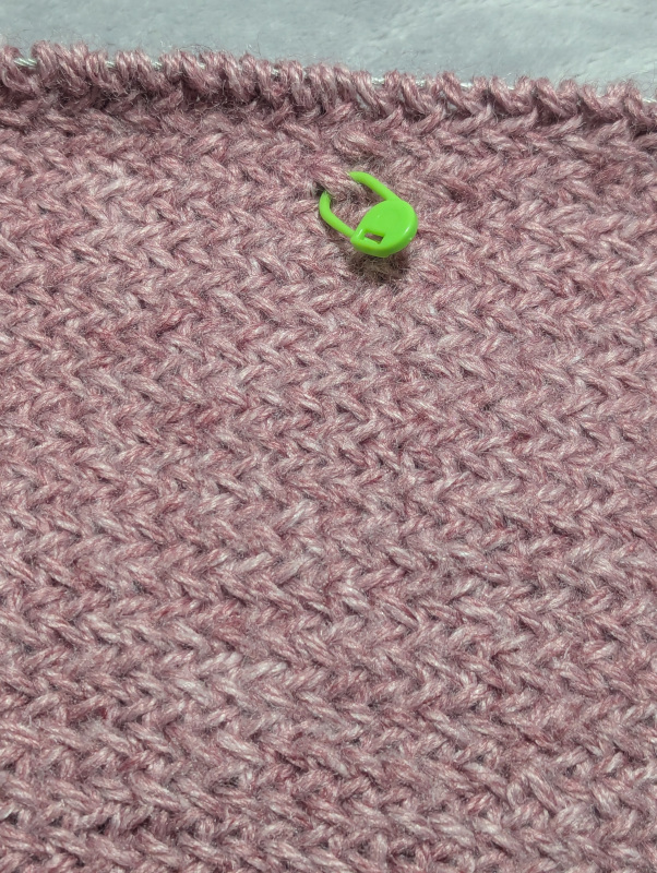 decreasing towards the crown of herringbone hat, closeup