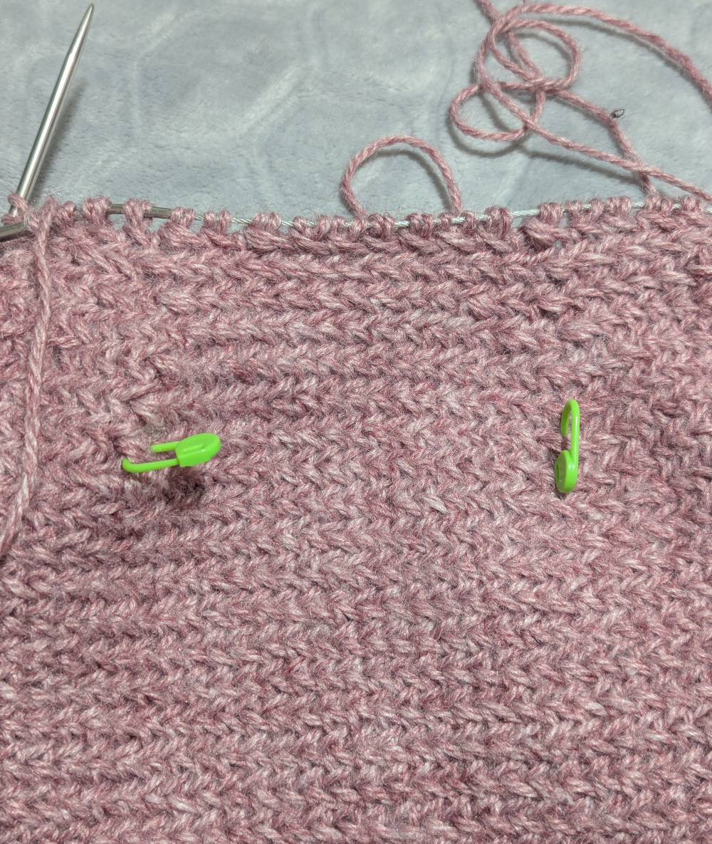 herringbone stitch hat in progress